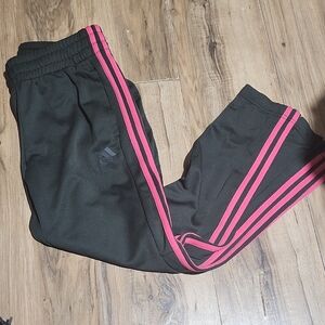 Adidas Women's Joggers in Black with Pink Stripes